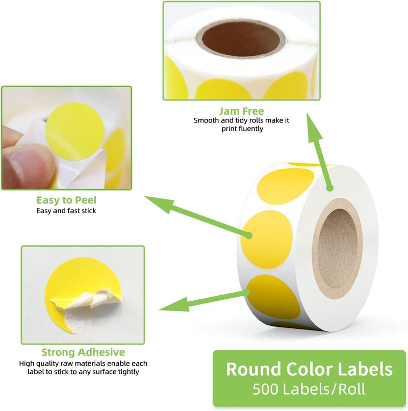 Anylabel 3/4" Round Color Coding Circle Dot Labels 4000 PCS Includes Bright Yellow Green Red Pink Orange Blue(8 Rolls,500 Labels/Roll) - Image 3